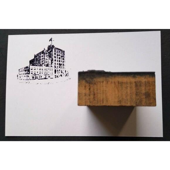 Vintage Metal Wood Old Printers Stamp Plate Building Atlantic City New Jersey - Picture 6 of 6
